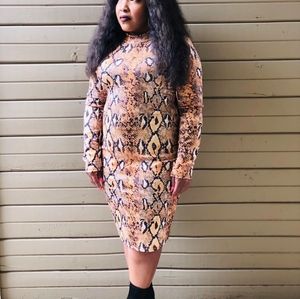 Snake print midi dress